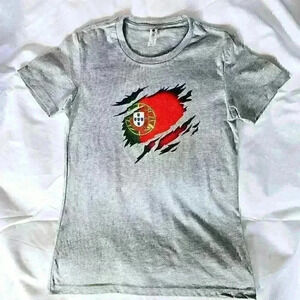 Portugal Slash Women's T-Shirt, Heather Gray, Size S